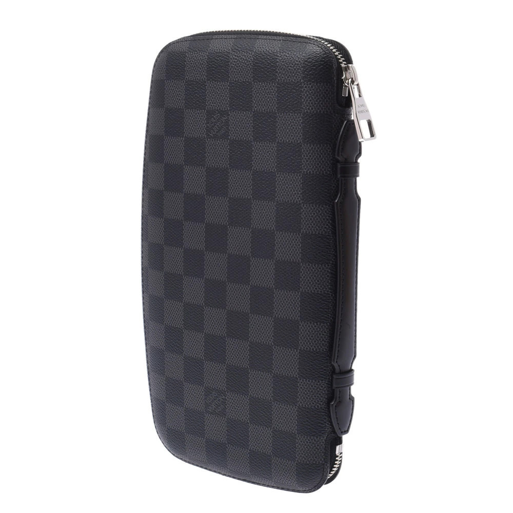 Louis Vuitton Wallet Black Black Long Gray Graphite Atoll Damier Canvas